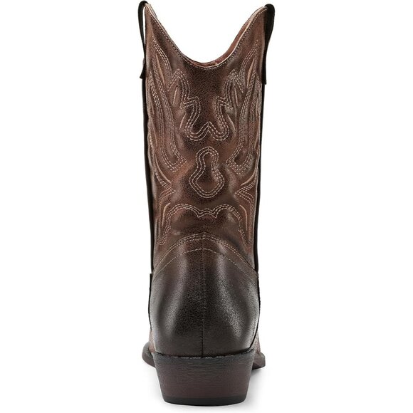 mysoft Women's Brown Western Cowboy Boots Mid Calf Pointed Toe Cowgirl - Picture 5 of 6